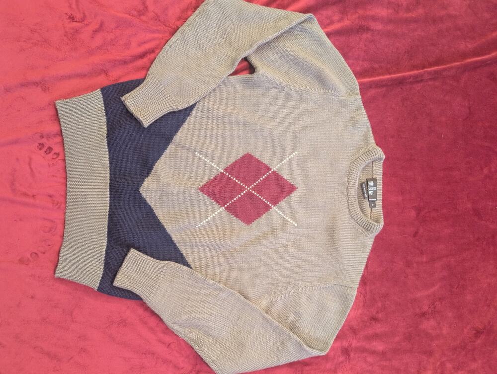 Vintage 90s Bill Blass Men's Wool Sweater Large Olive Green Crewneck